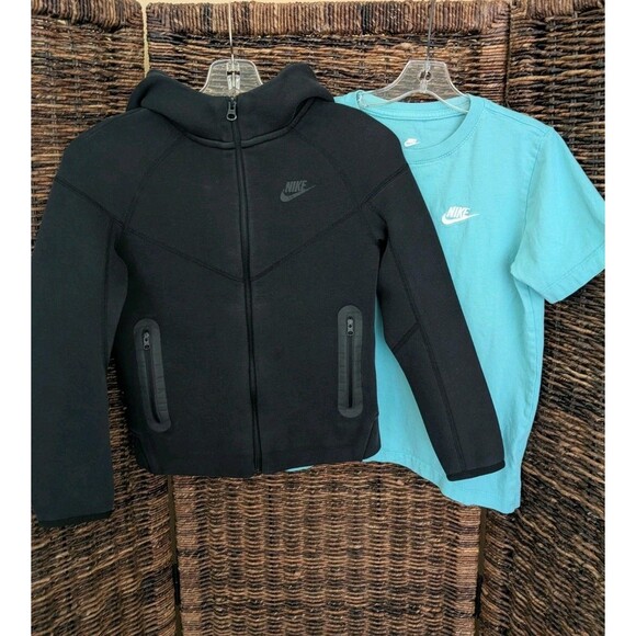 Nike Other - Nike Tech Fleece Zip Up Hoodie Jacket Tee Shirt Girl's Medium Large Black Aqua